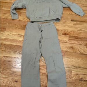 Essentials Gray Straight Leg Pants and hoodie